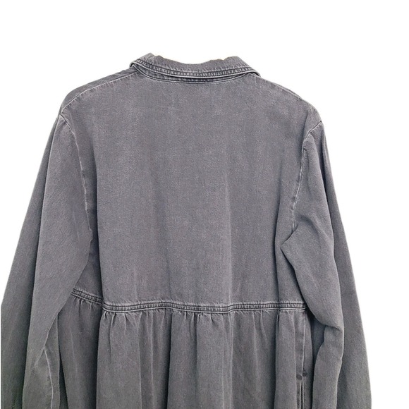 NEW SWK Seen Worn Kept Black Denim Collared Midi Dress Button Front Minimalist L - Picture 5 of 15